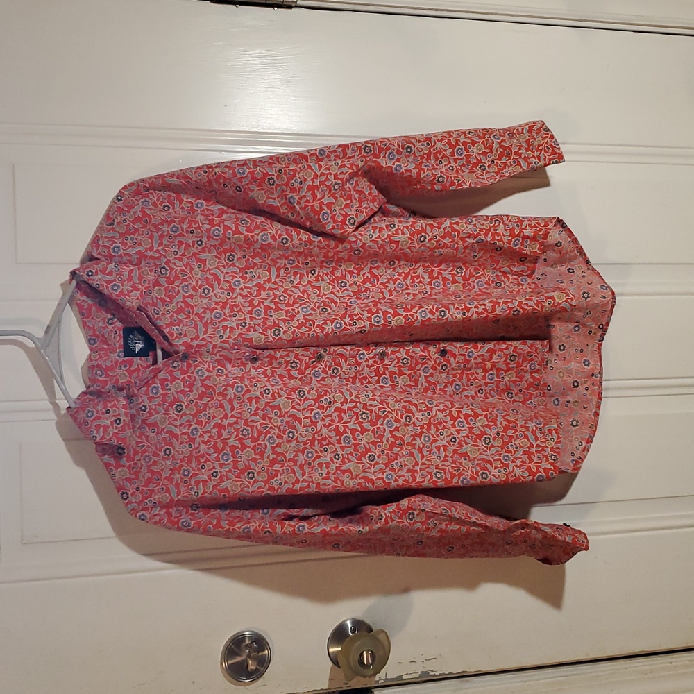 Dockers long sleeve button down floral print shirt. M red/blue
